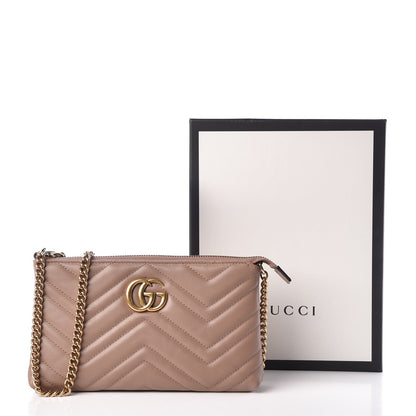 Gucci Calfskin Matelasse Mini GG Marmont Chain Bag Porcelain Rose 9 of 11