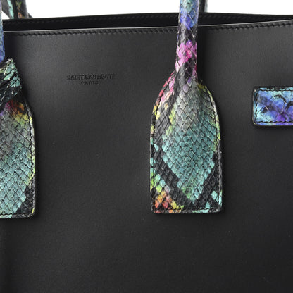 Saint Laurent Calfskin Embossed Python Small Sac De Jour Black Multicolor 9 of 9