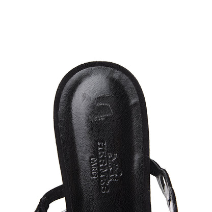 Hermes Metallic Nappa Suede Goatskin Nude Sandals 36 Argent Black 8 of 9