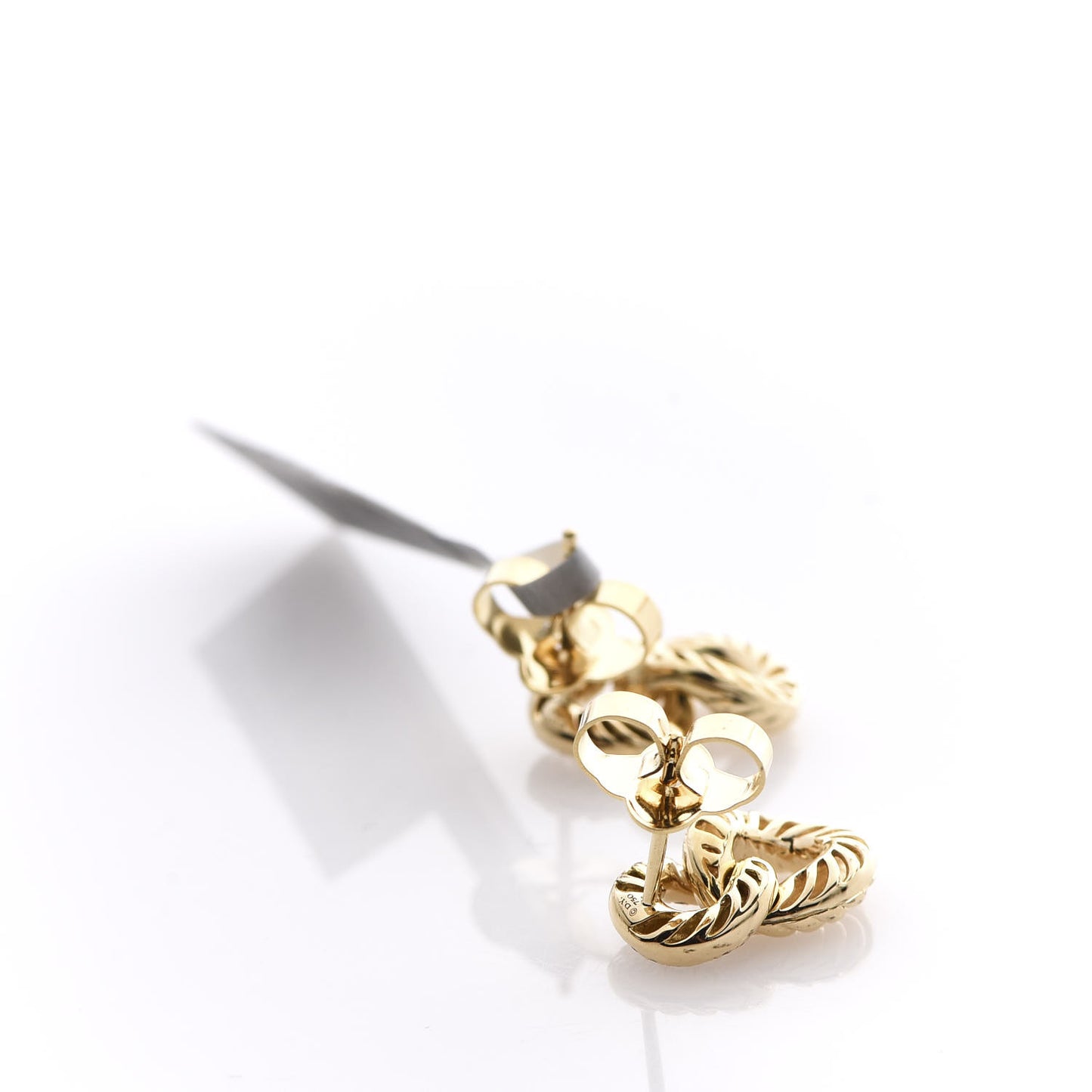 18K Yellow Gold Diamond Extra Small Belmont Curb Link Drop Earrings
