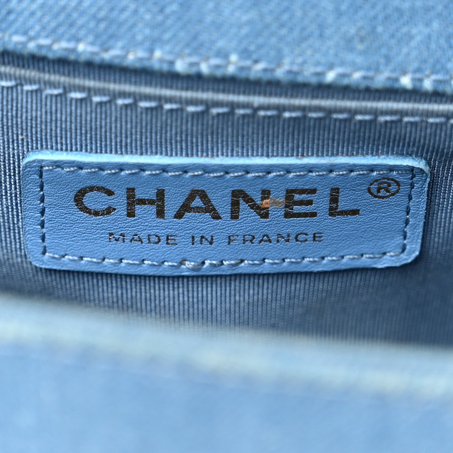 Denim Pleated Medium Boy Flap Light Blue
