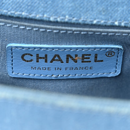 Chanel Denim Pleated Medium Boy Flap Light Blue 6 of 10