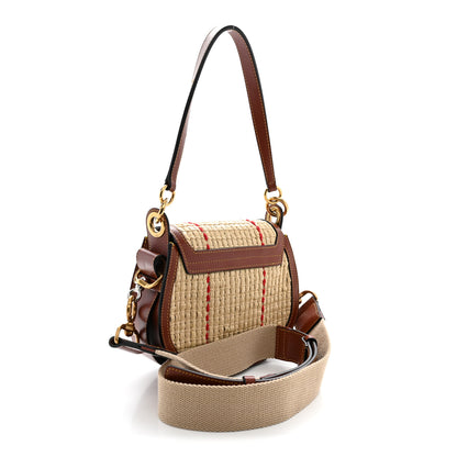 Chloe Calfskin Raffia Embroidered Small Tess Bag Sepia Brown 2 of 11