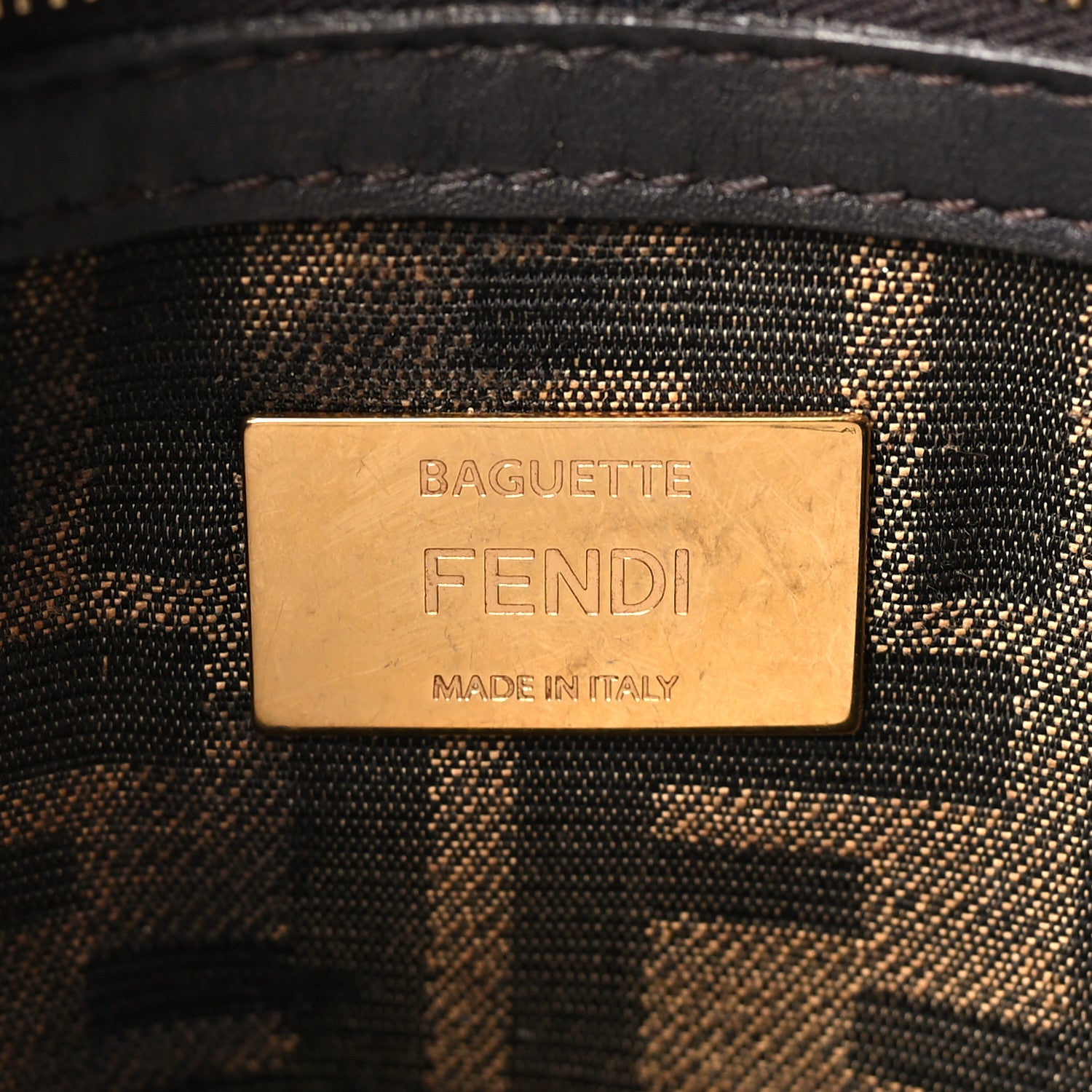 Fendi Fabric Jacquard FF 1974 Medium Baguette Tobacco Moro Black 6 of 9