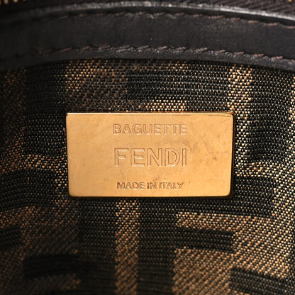 Fendi Fabric Jacquard FF 1974 Medium Baguette Tobacco Moro Black 6 of 9