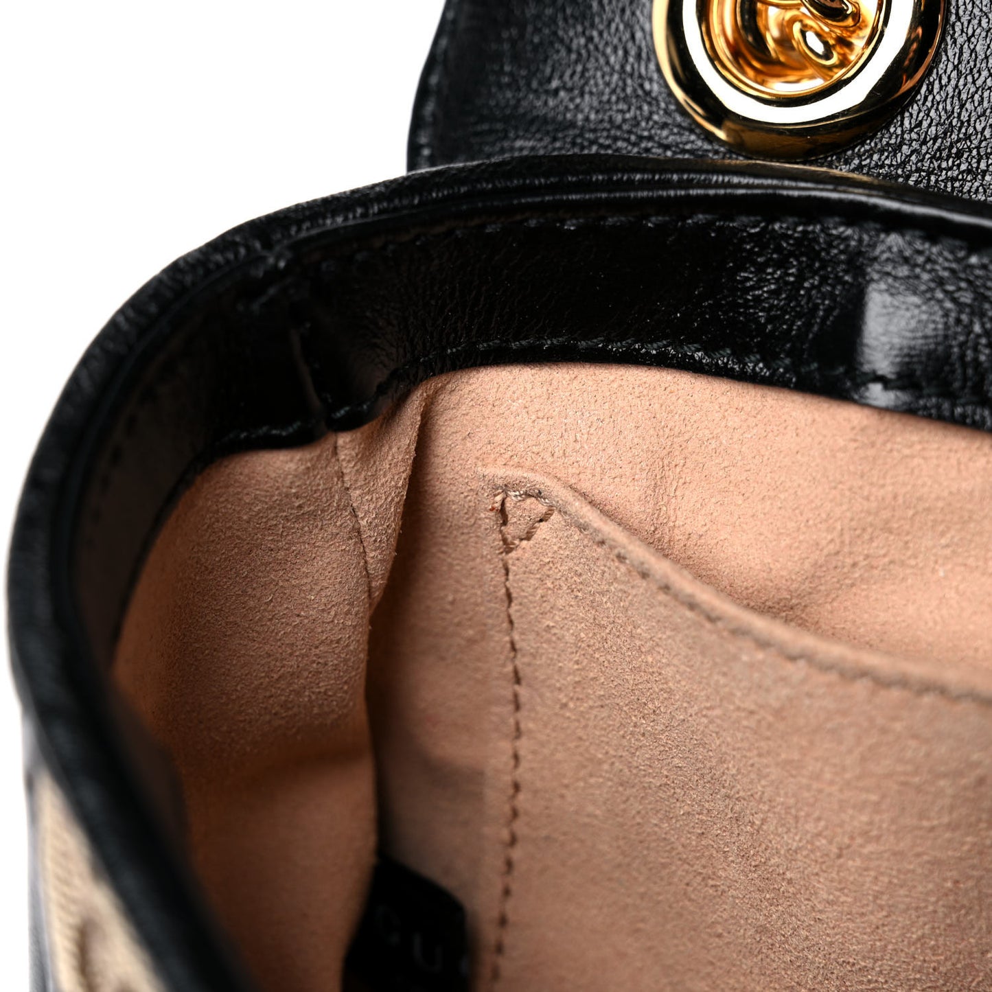 Monogram Matelasse Diagonal Mini GG Marmont Shoulder Bag Beige Black