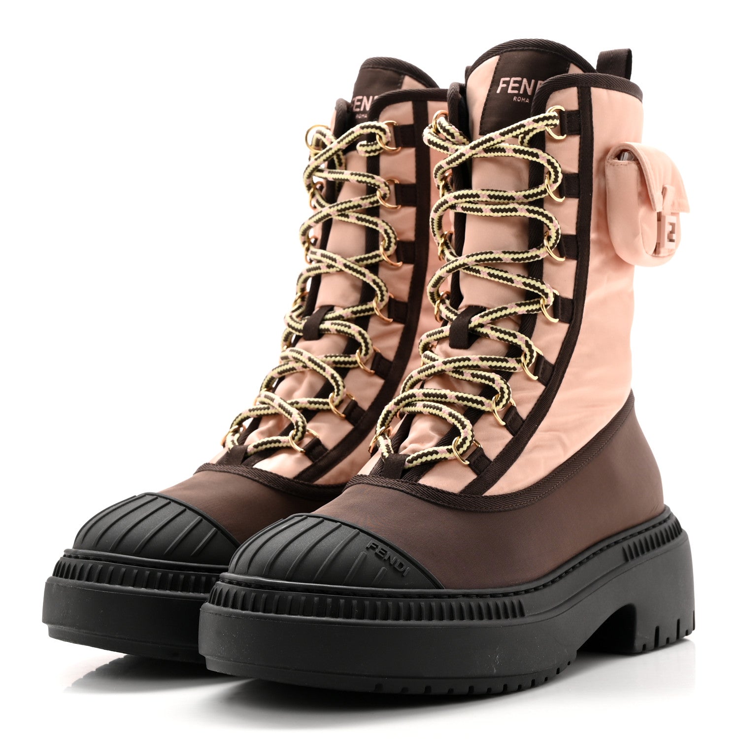 Fendi Nylon Baguette Domino 50mm Biker Boots 38 Baby Pink Nolita 3 of 10