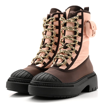 Fendi Nylon Baguette Domino 50mm Biker Boots 38 Baby Pink Nolita 3 of 10
