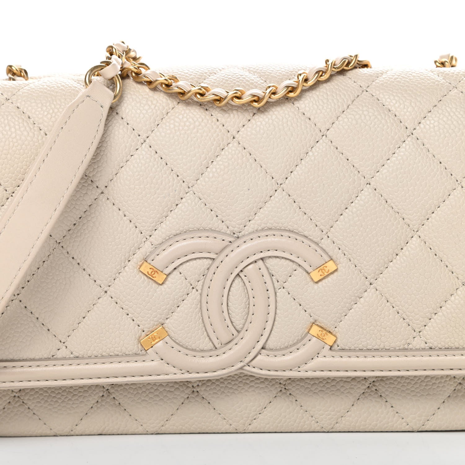 Chanel Caviar Quilted Small CC Filigree Flap Beige 8 of 12