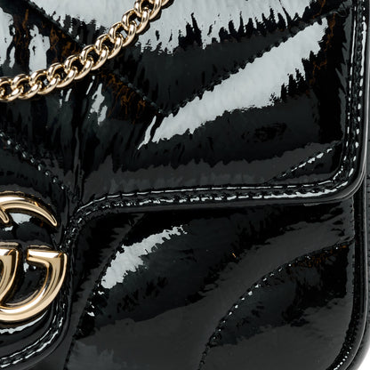 Gucci Patent Lambskin Matelasse Mini GG Marmont Shoulder Bag With Case Black 9 of 11