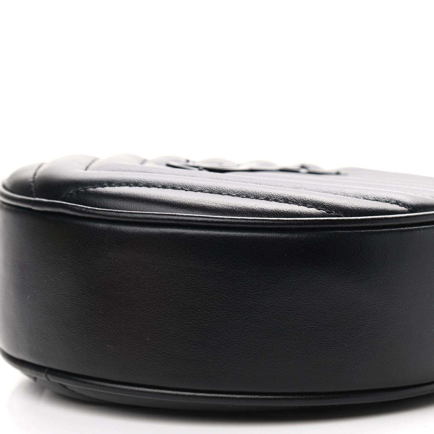 Calfskin Matelasse Chevron Round Vinyle Camera Bag Black