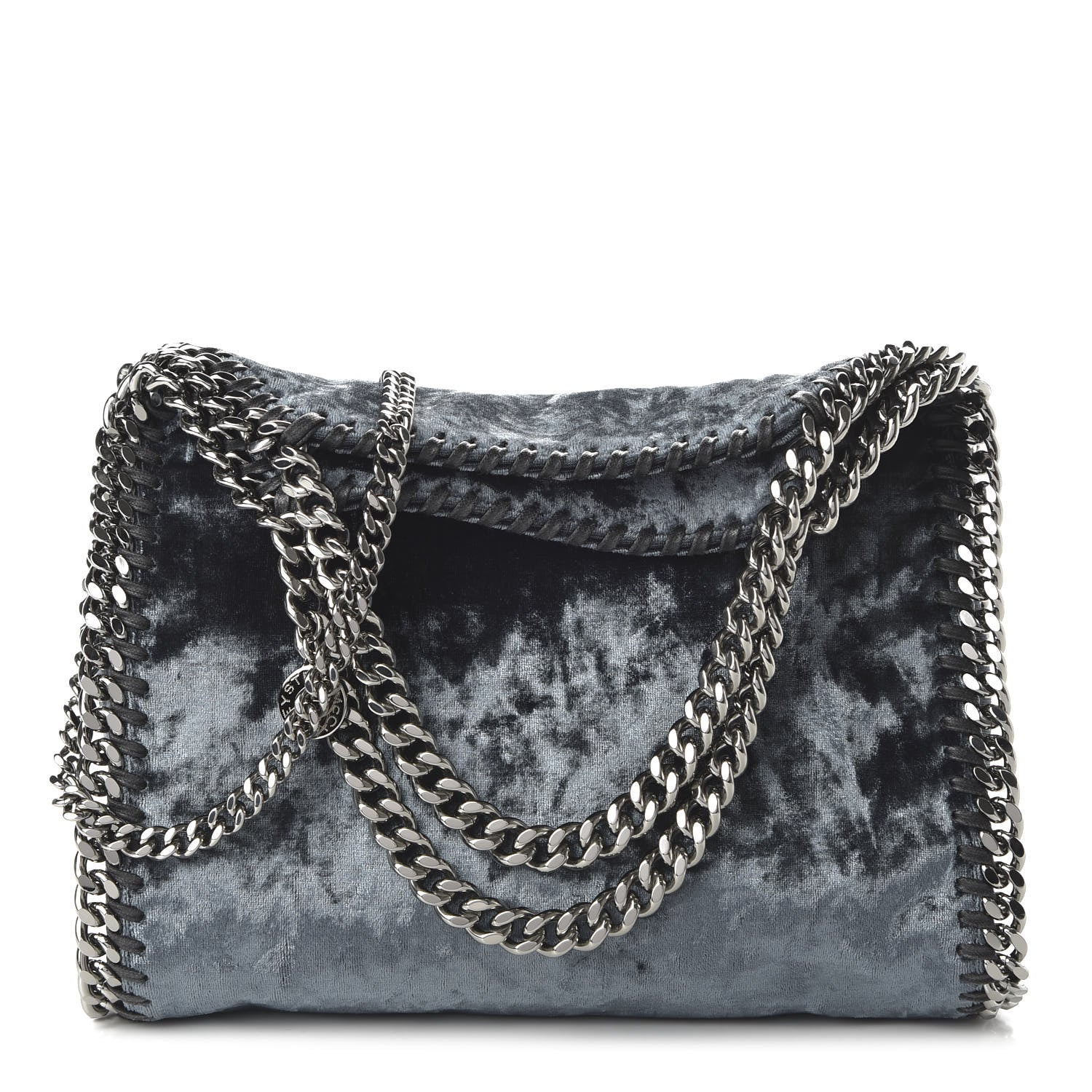Stella McCartney Crushed Velvet Mini Falabella Fold Over Tote Blue 1 of 10