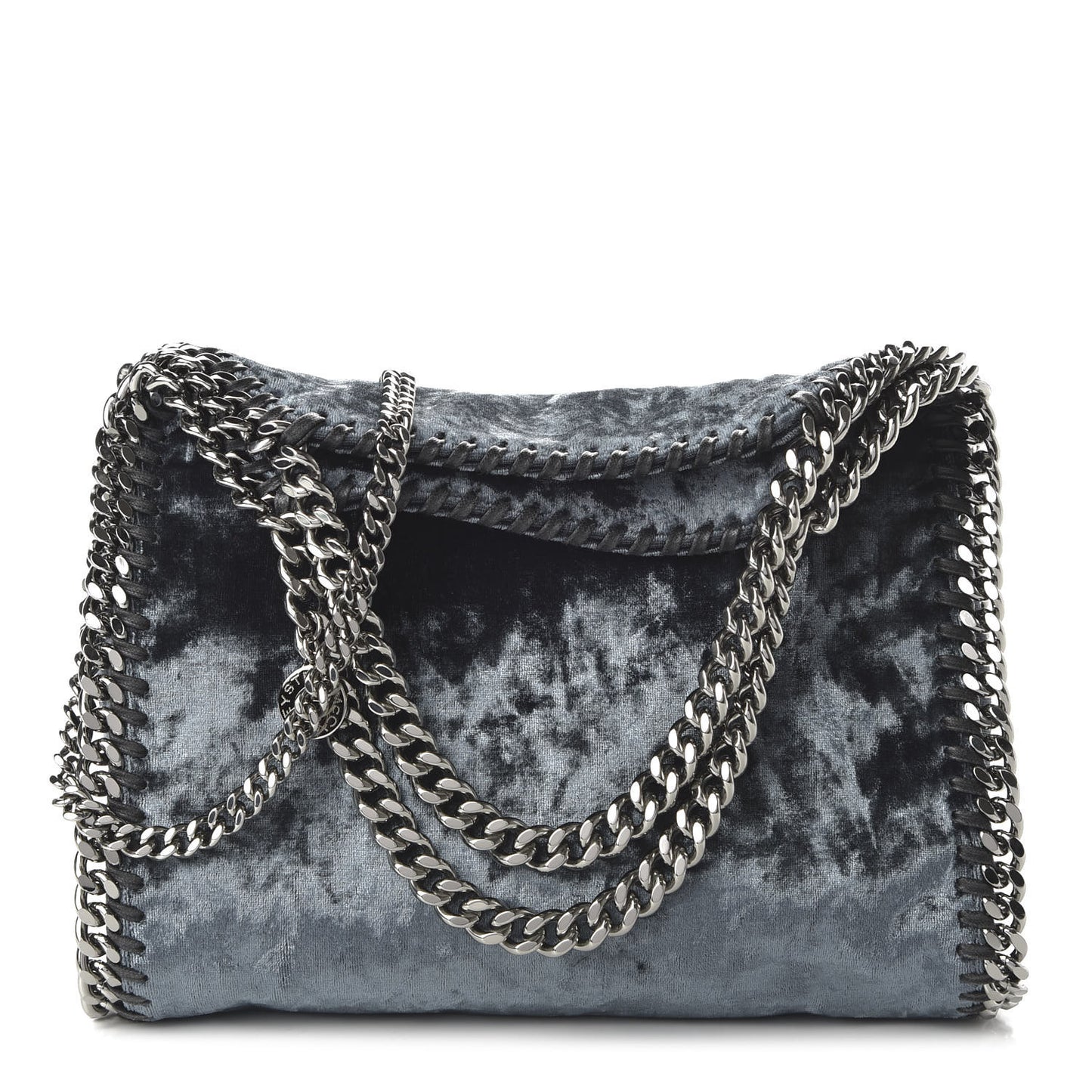 Crushed Velvet Mini Falabella Fold Over Tote Blue