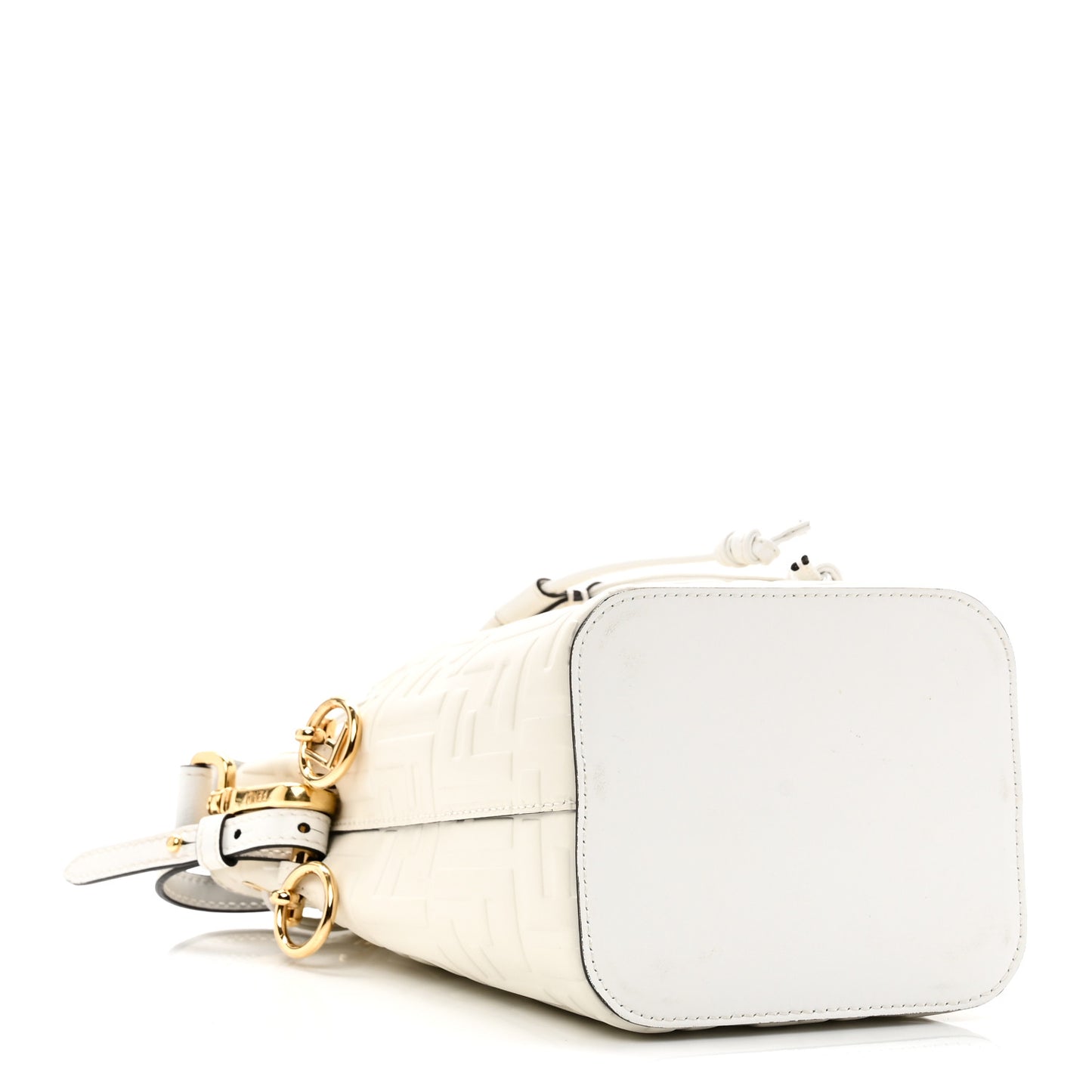 Vitello Liberty F Embossed Mini Mon Tresor Bucket Bag White