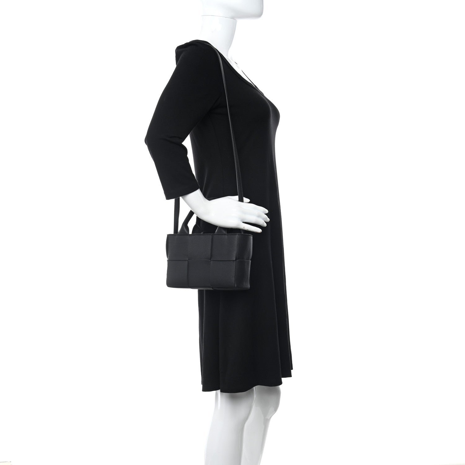 Bottega Veneta Grained Calfskin Maxi Intrecciato Mini Arco Tote Black 2 of 11