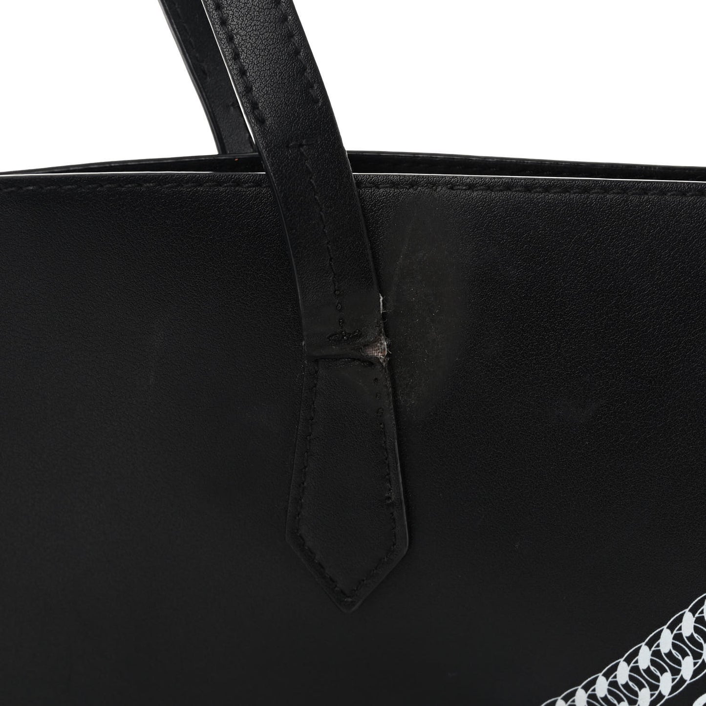 Smooth Calfskin Logo Chain Wing Shopper Tote Black White