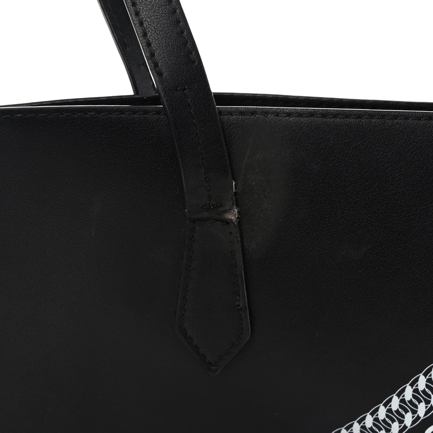 Givenchy Smooth Calfskin Logo Chain Wing Shopper Tote Black White 12 of 14