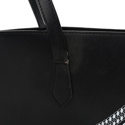 Givenchy Smooth Calfskin Logo Chain Wing Shopper Tote Black White 12 of 14