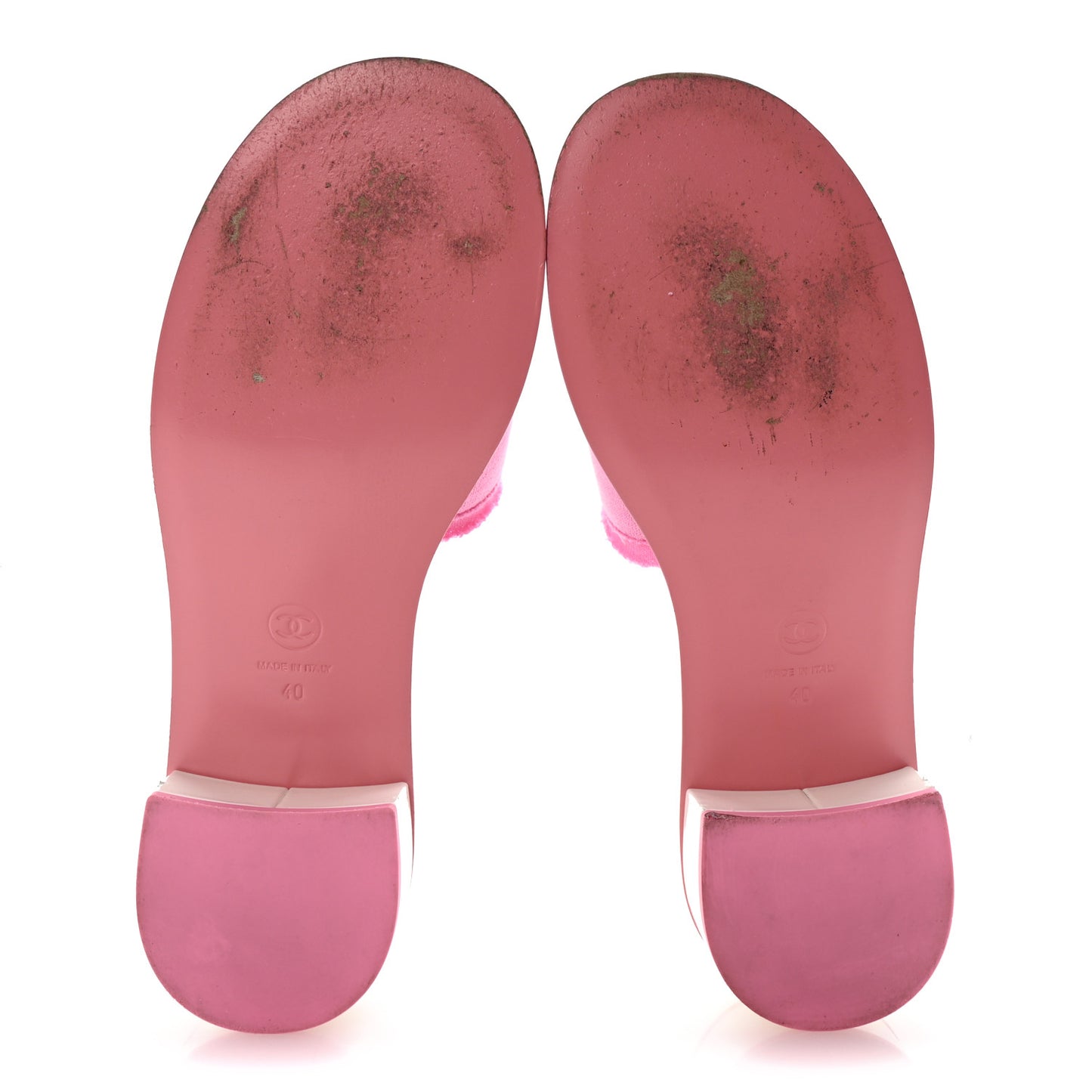 Cotton Logo Mule Sandals 40 Pink White