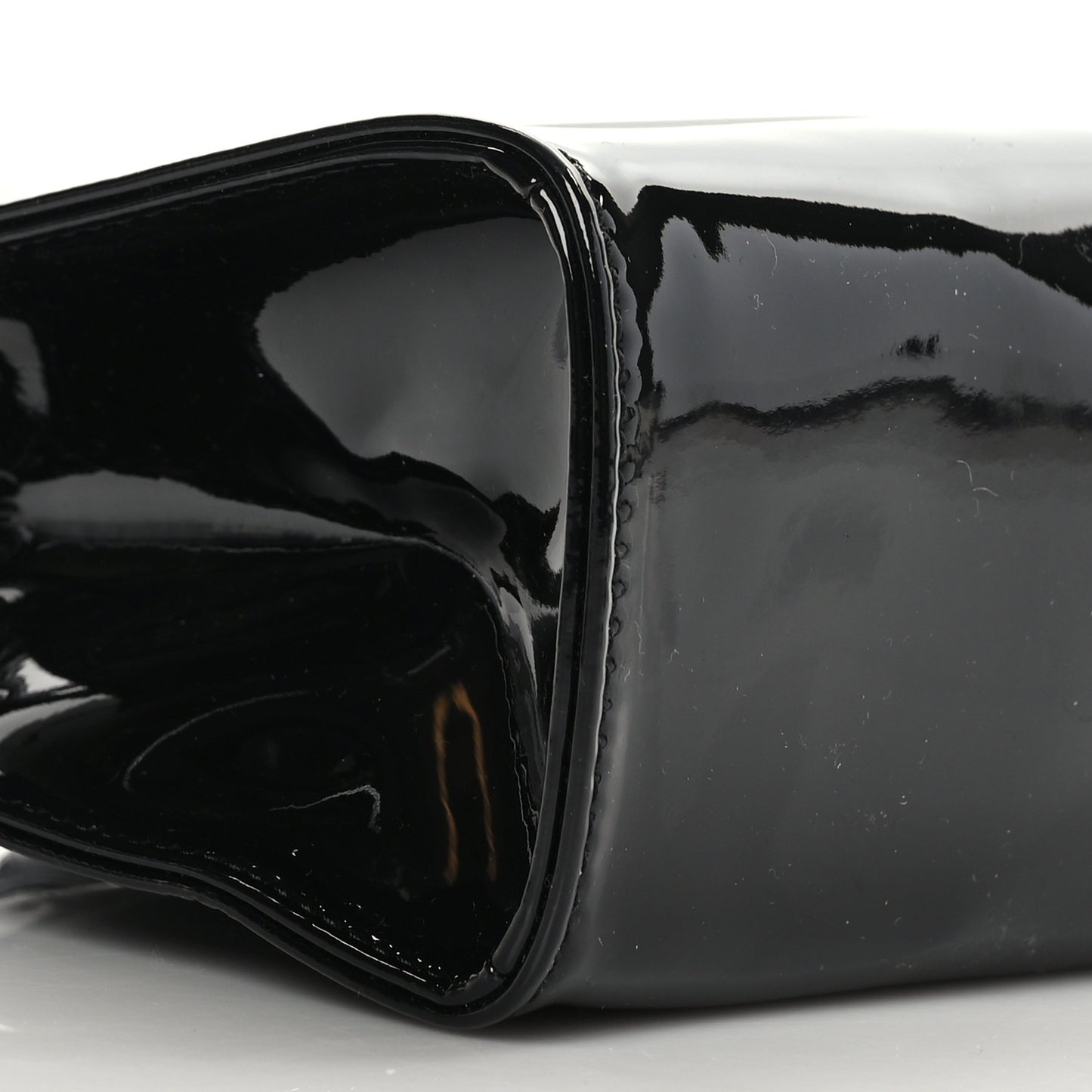 Patent Vegan Leather Small Shopping Bag Black