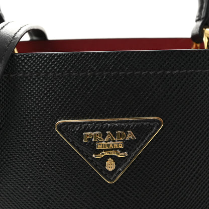 Prada Saffiano Cuir Small Panier Bucket Bag Black Fuoco 7 of 9