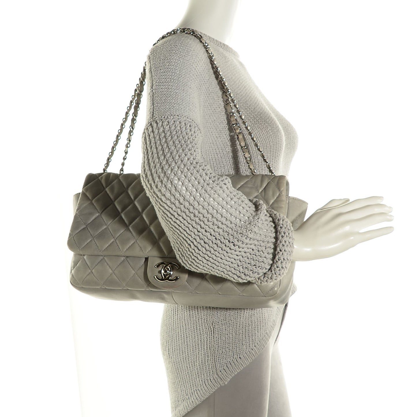 Lambskin Quilted Maxi Single Flap Light Blue