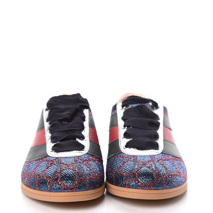 Gucci Lurex Calfskin Web GG Monogram Womens Falacer Sneakers 38.5 Iridescent Blue Iridescent Red Silver 2 of 14
