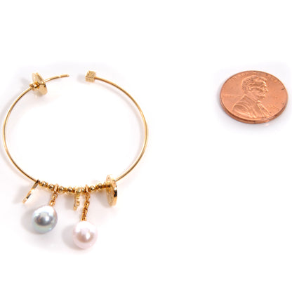 Louis Vuitton 18k Yellow Gold Pearl Monogram Hoop Earrings 9 of 11