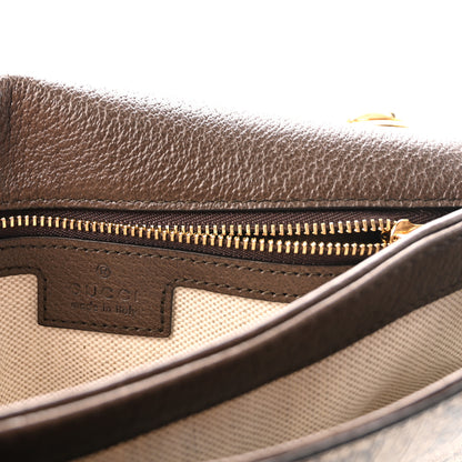 Gucci GG Supreme Monogram Textured Dollar Calfskin Web Medium Blondie Top Handle Shoulder Flap Bag Beige Ebony New Acero 6 of 10