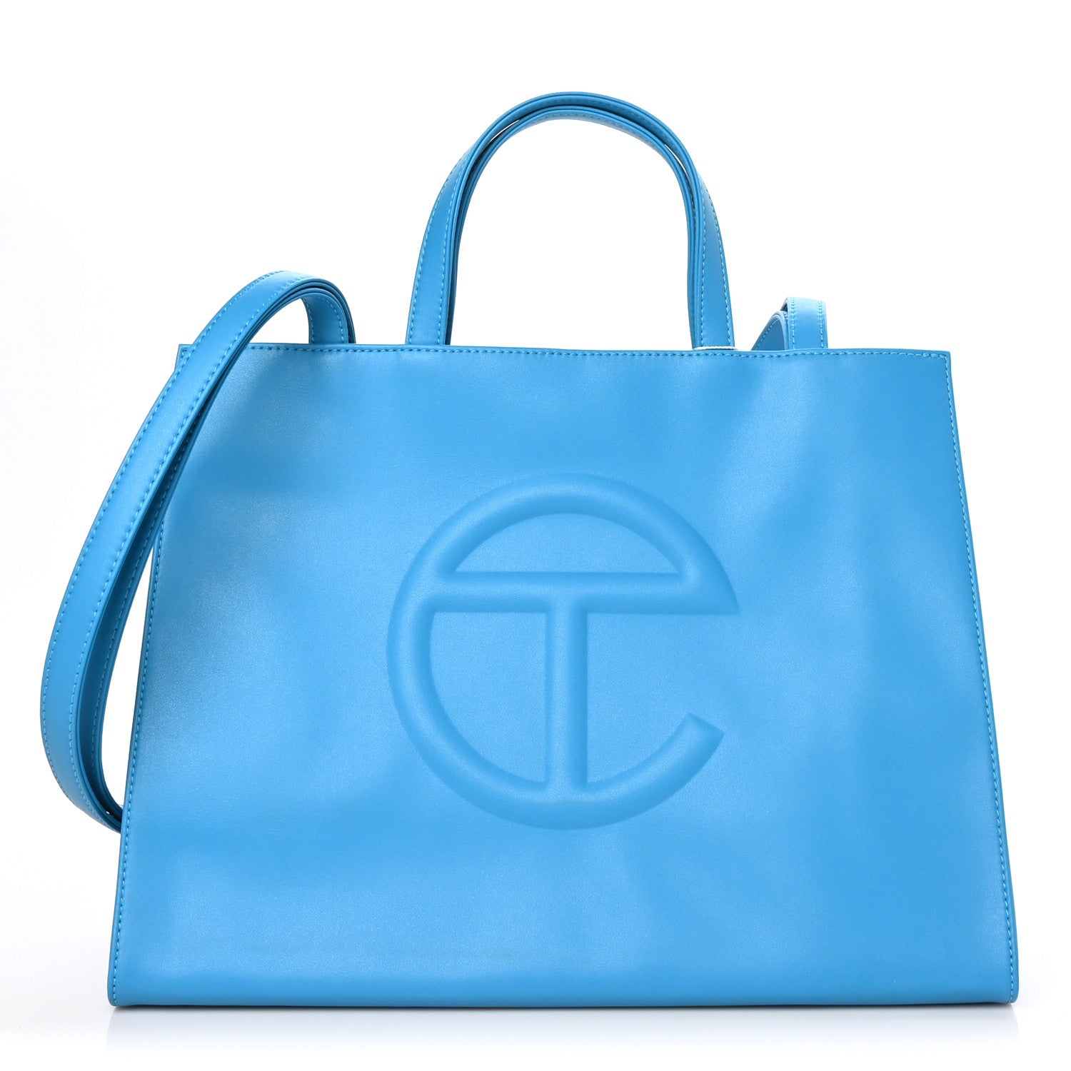 TELFAR Vegan Leather Medium Shopping Bag Cyan FASHIONPHILE