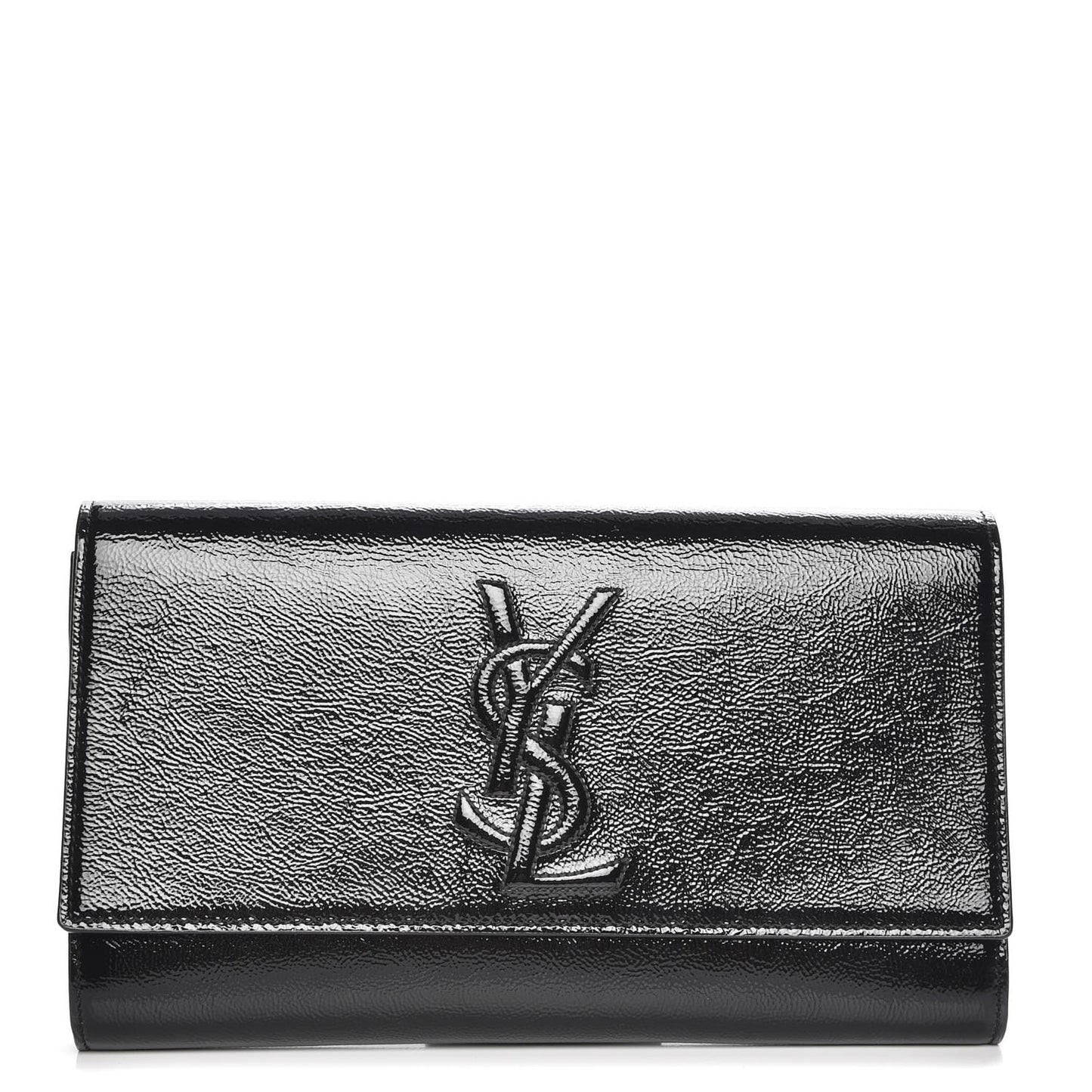 Textured Patent Monogram Large Belle De Jour Clutch Black
