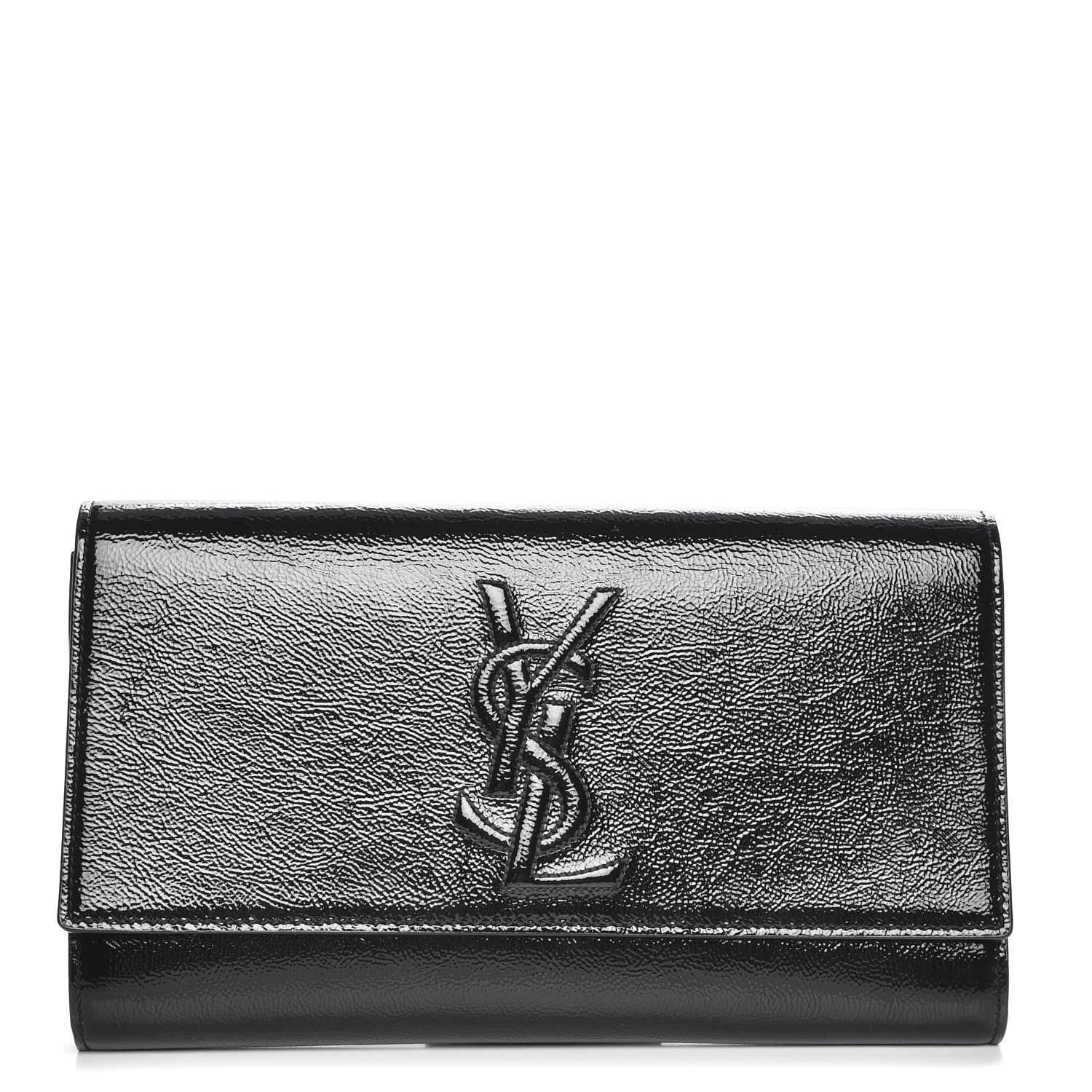 Saint Laurent Textured Patent Monogram Large Belle De Jour Clutch Black 1 of 6