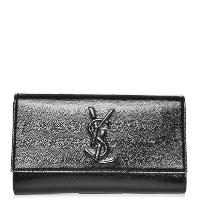 Saint Laurent Textured Patent Monogram Large Belle De Jour Clutch Black 1 of 6