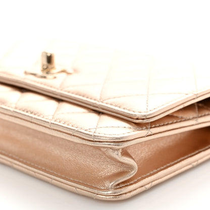 Chanel Metallic Lambskin Quilted Trendy CC Wallet On Chain WOC Gold 11 of 12