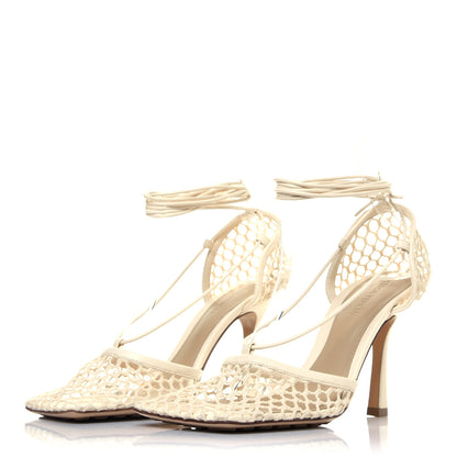 Bottega Veneta Mesh Nappa Stretch Ankle Tie Sandals 38 White 6 of 16