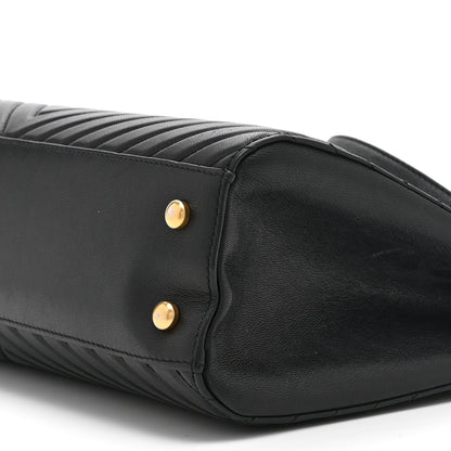 Chanel Shiny Sheepskin Chevron Quilted Collar and Tie Flap Black 10 of 10