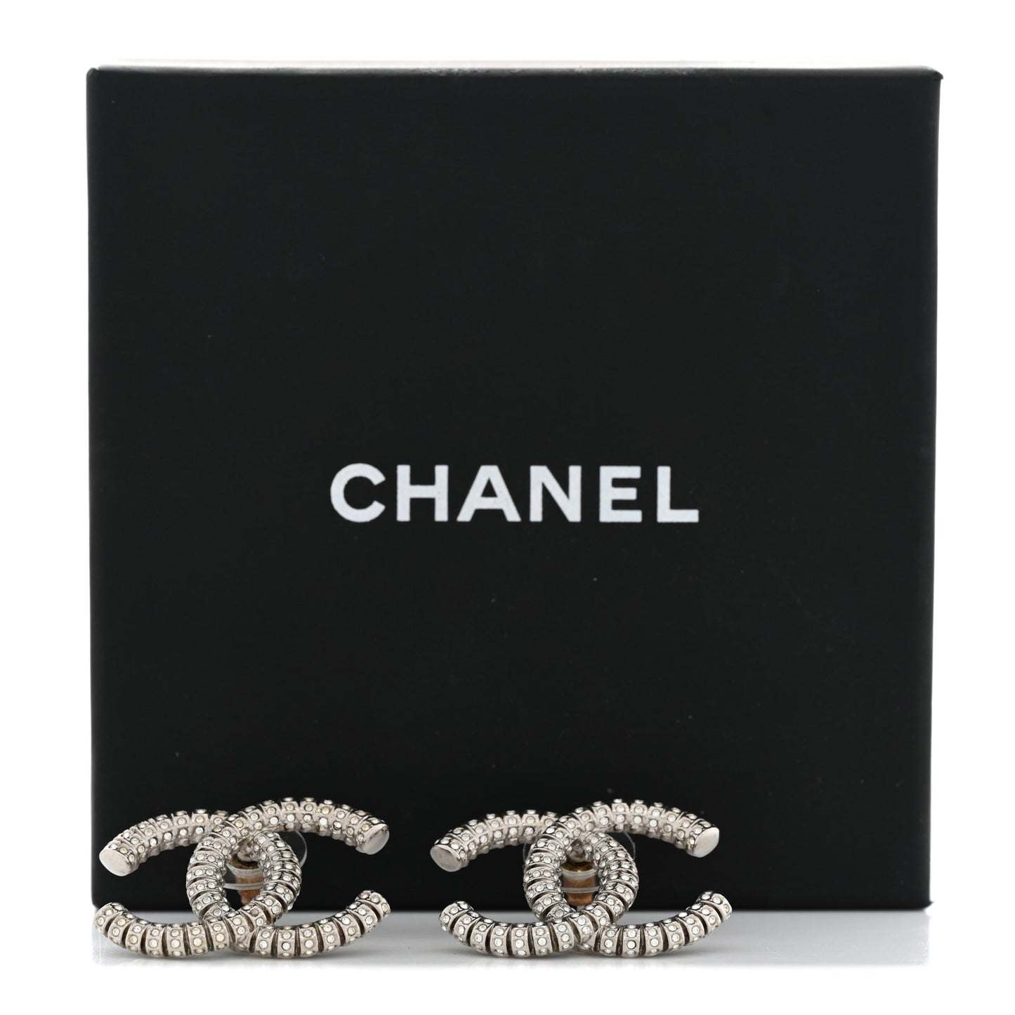 Crystal Large CC Earrings Silver