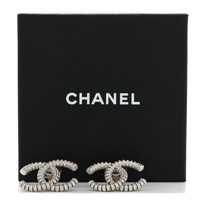 Chanel Crystal Large CC Earrings Silver 5 of 5