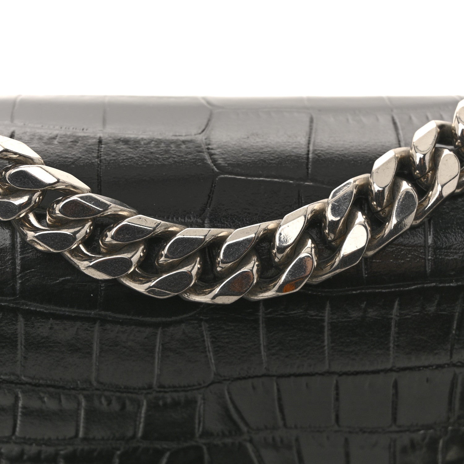 Alexander McQueen Shiny Calfskin Crocodile Embossed Mini Jeweled Satchel  Black 12 of 13