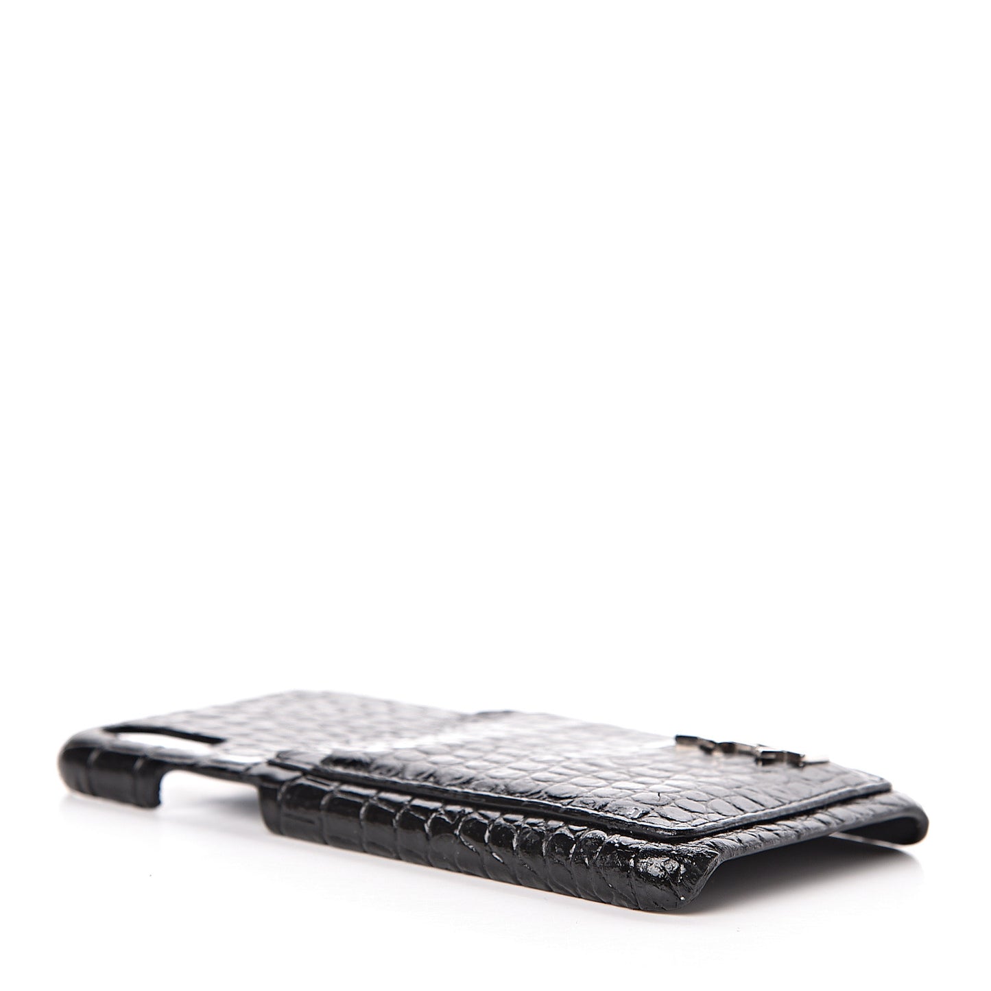Calfskin Crocodile Embossed iPhone XS Case Black