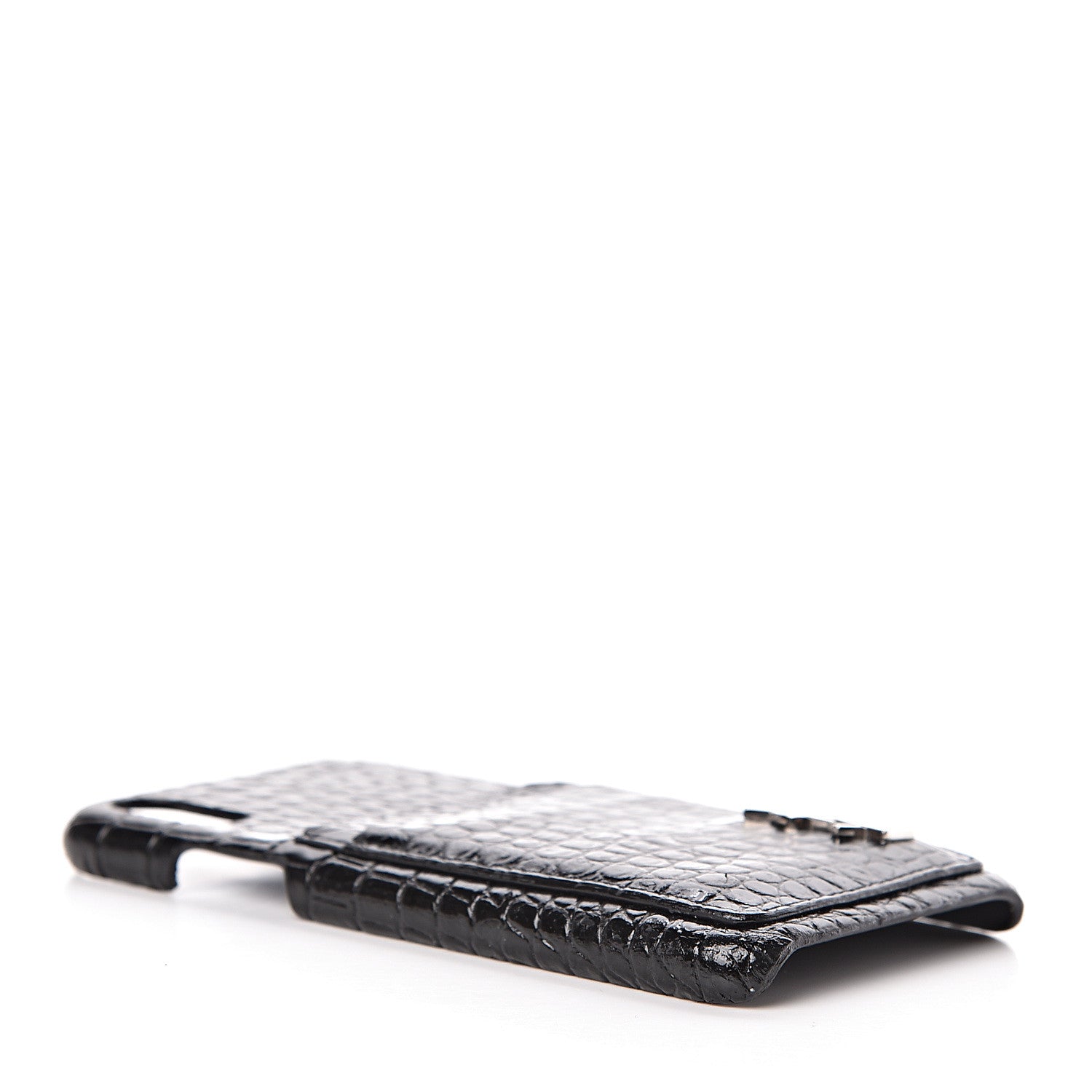 Saint Laurent Calfskin Crocodile Embossed iPhone XS Case Black 6 of 7