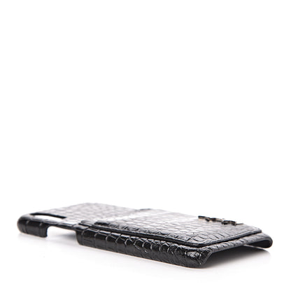 Saint Laurent Calfskin Crocodile Embossed iPhone XS Case Black 6 of 7