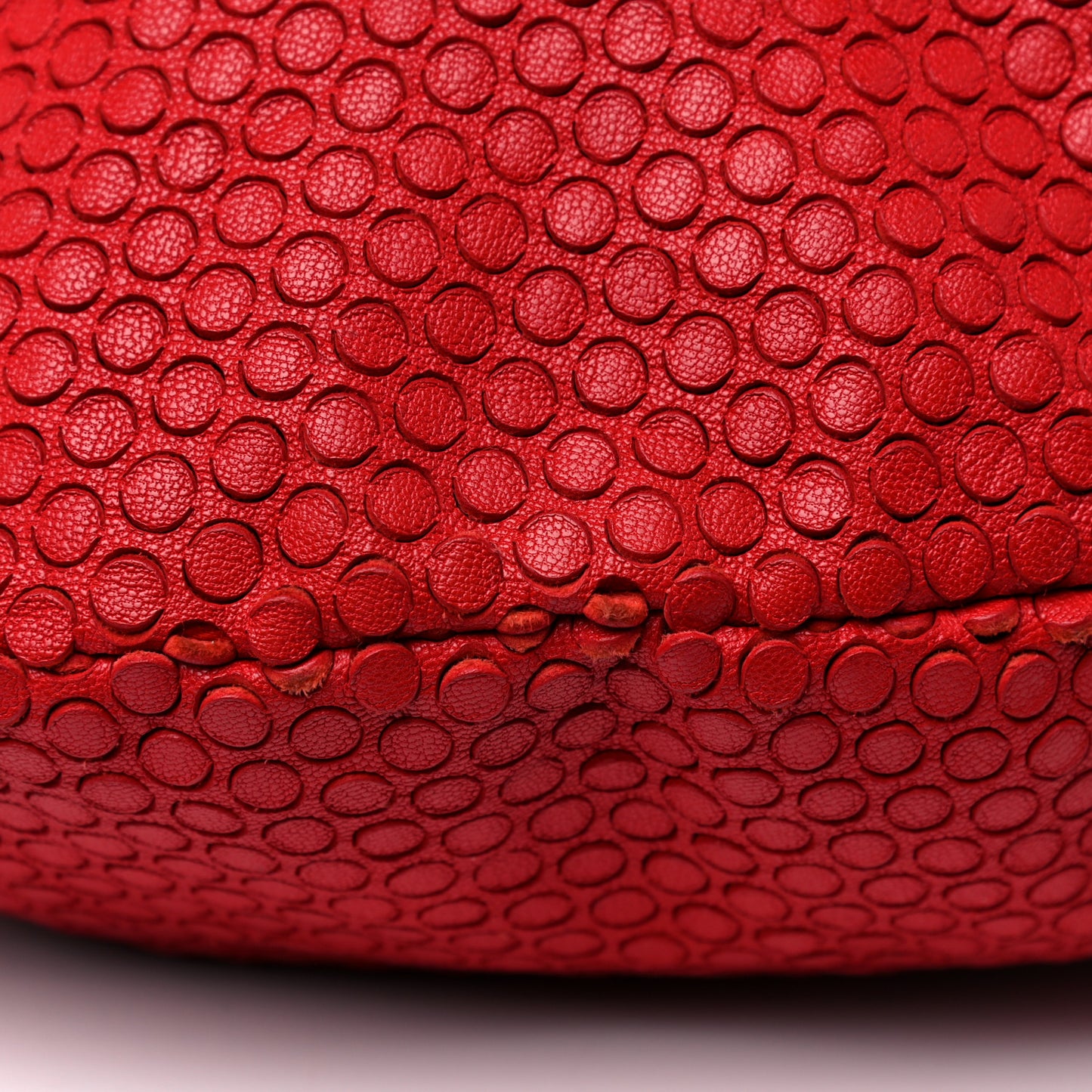 Perforated Calfskin Drawstring Tote Red