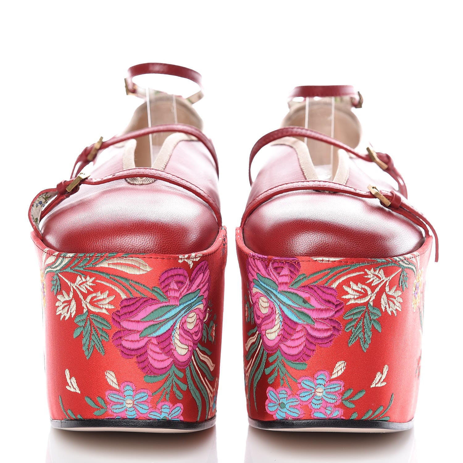 Gucci Malaga Kid Silk Hannelore Detachable Platform Slide 40.5 Hibiscus Red 2 of 11