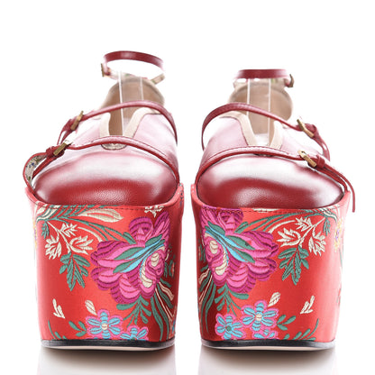 Gucci Malaga Kid Silk Hannelore Detachable Platform Slide 40.5 Hibiscus Red 2 of 11