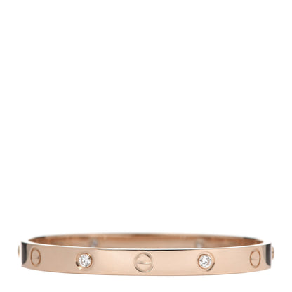 Cartier 18K Pink Gold 4 Diamond LOVE Bracelet 17 1 of 6