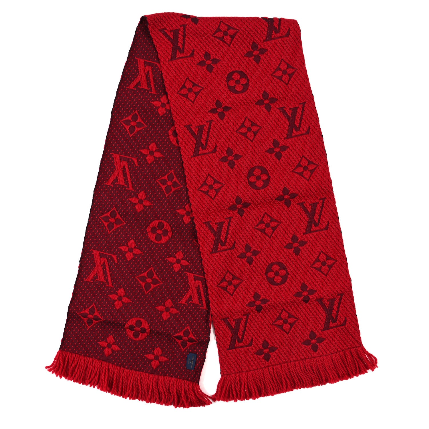 Louis Vuitton Wool Silk Logomania Scarf Rubis 2 of 3