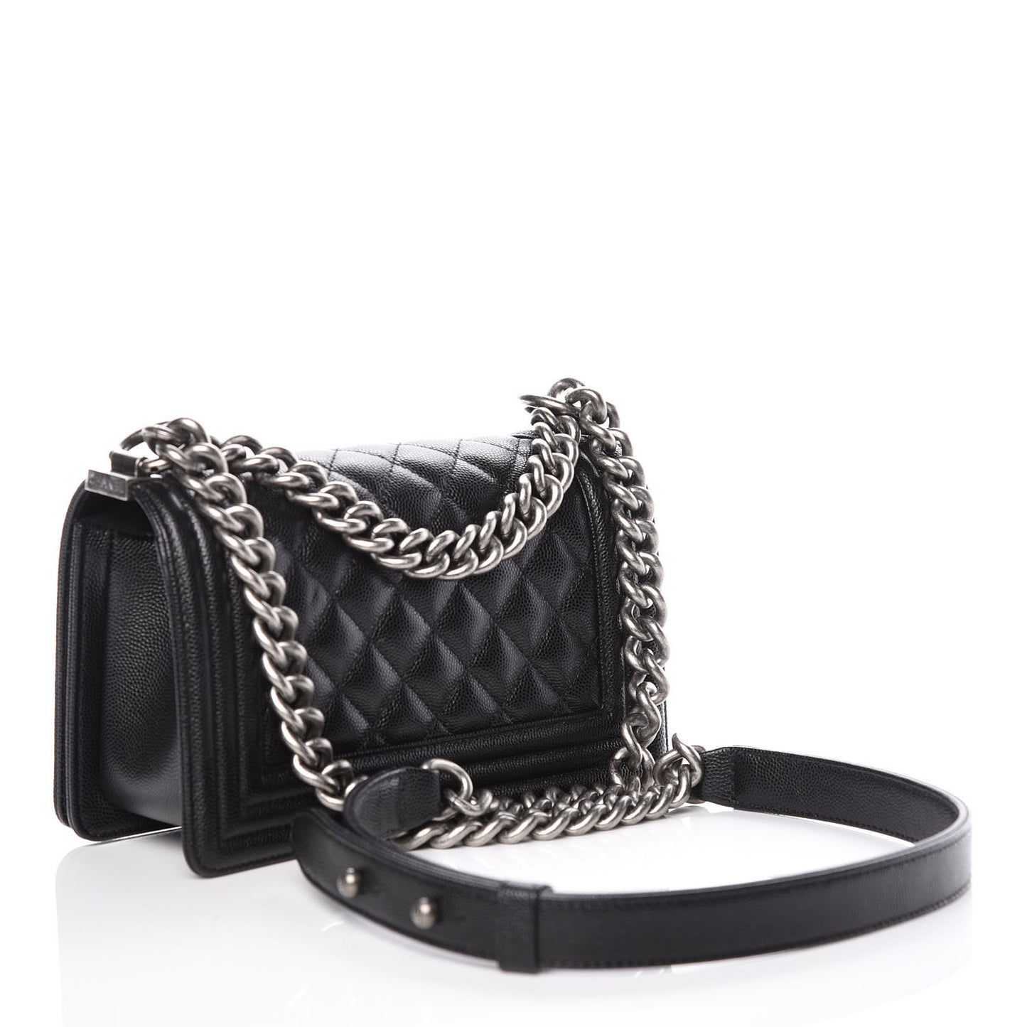 Caviar Quilted Small Boy Flap Black