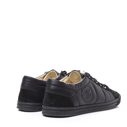 Chanel Suede Calfskin Womens CC Sneakers 41 Black 4 of 8