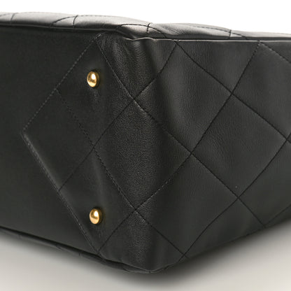 Chanel Calfskin Quilted Book Pocket Shopping Tote Black 11 of 12